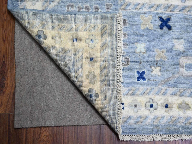 11'8"x11'9" Air Force Blue, Angora Pile Oushak with All Over Motifs Natural Dye gallery