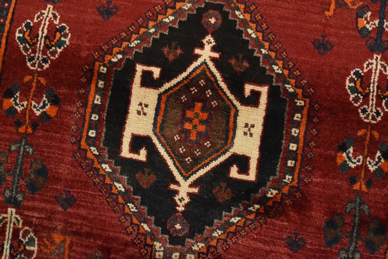 Shirazi Rug 3’4” x 5’7” Red Wool Vintage Tribal Hand-Knotted Oriental Carpet gallery