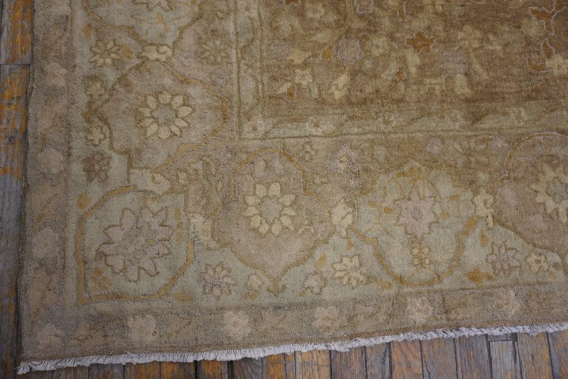 14X18 Vintage Indian Beige Wool Area Rug 1930 gallery