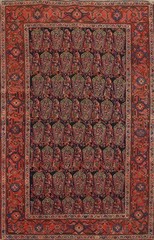 All-Over Pattern Antique Vegetable Dye Rug 5×7 ft Hand-knotted Wool Carpet