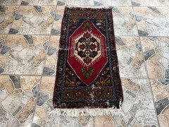 Small Vintage Turkish Rug Hand-Knotted Wool Tribal Geometric Accent Rug 1.8×3.7