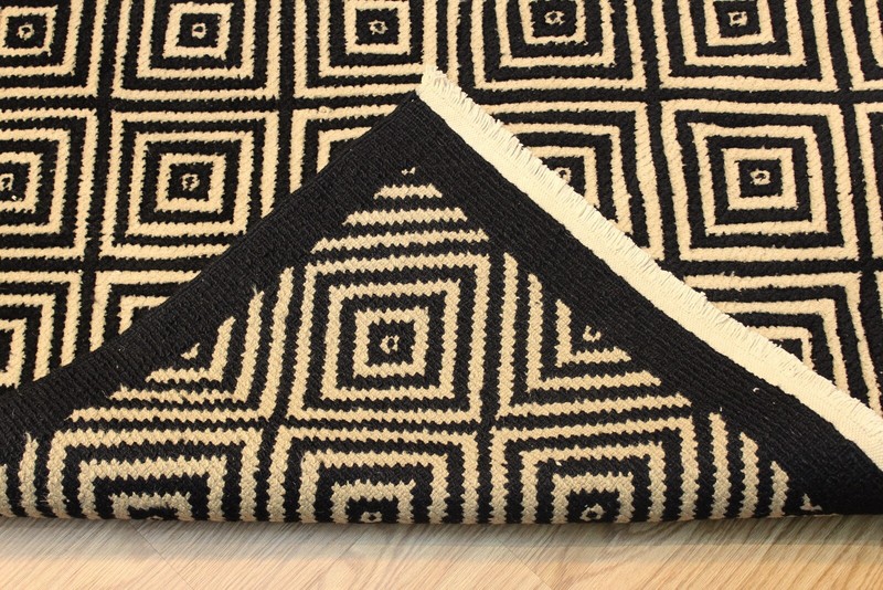 TIBETAN RUG Black & White 6' x 9' handmade Thick Wool Area Rug gallery