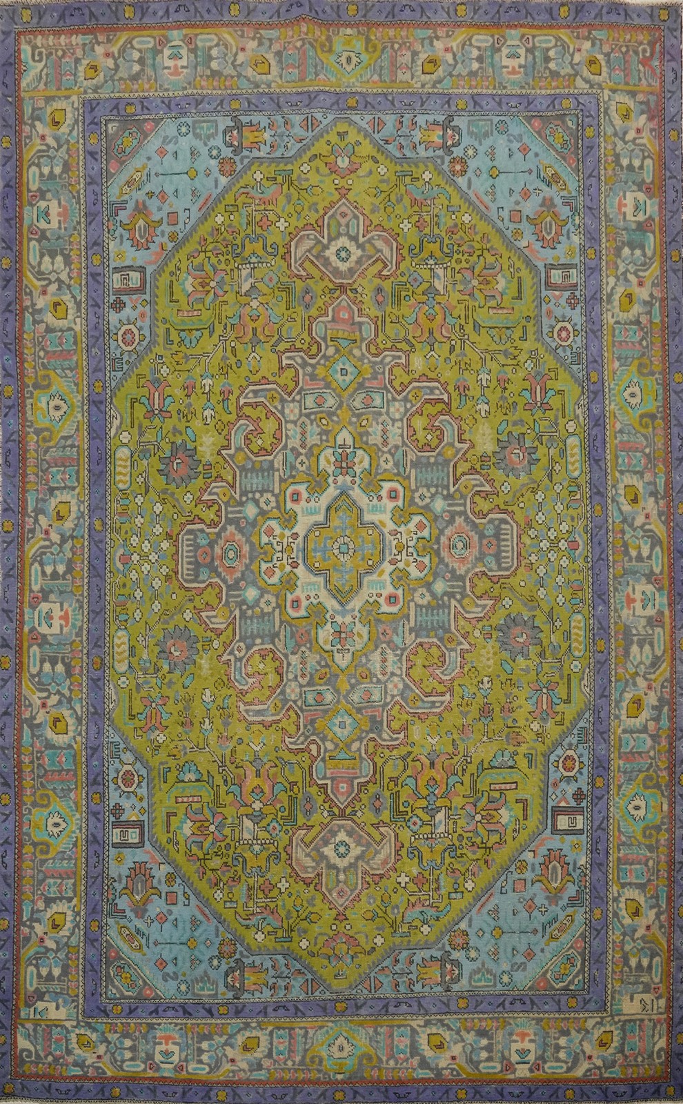 Pistachio Green Over-Dyed Hand-made Wool Traditional Living Room Area Rug 6x9 gallery