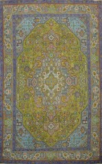 Pistachio Green Over-Dyed Hand-made Wool Traditional Living Room Area Rug 6×9