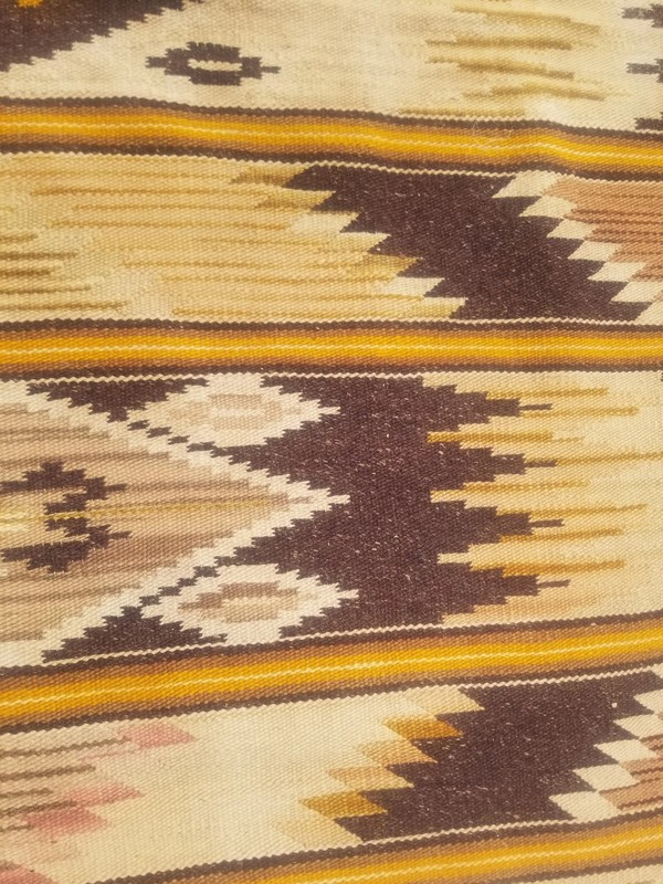 Vintage Traditional Handmade Navajo Weaving Wool Multicolor Kilim 6.4x4.8 ft gallery