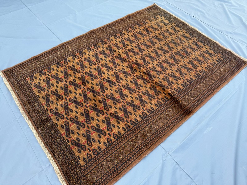 Brown Vintage Afghan Bokhara Rug 4x6 Hand Knotted Persian Style Oriental Carpet gallery