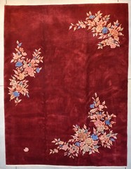 Vintage Art Deco Chinese Oriental Rug 8‘10“ by 11‘7“#8191