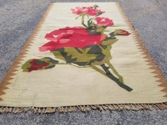 Fine Vintage Traditional Hand Made Oriental Wool Brown Kilim Rug 3.6×2.1ft