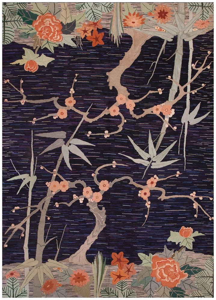 9x12 Vintage Art Deco Multicolor Wool Area Rug 1930
