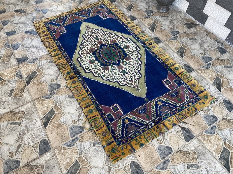 1980s Geometric Turkish Vintage Tribal Handmade Anatolian Area Rug 3′1.8″x5′8.1 gallery