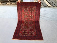 2’10 x 4’8 ft Vintage Turkmen Ersari Rug Hand Knotted Tribal Wool Carpet