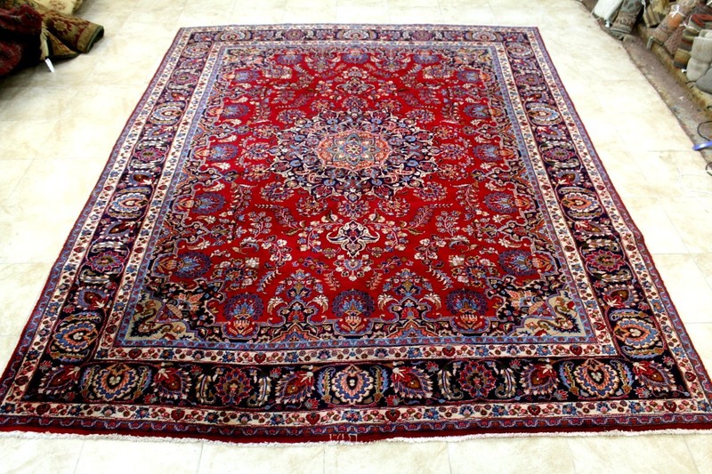 10X12 1960's GENUINE SIGNED 200+KPSI HAND KNOTTED VEGETABLE DYE WOOL MASHADD RUG gallery
