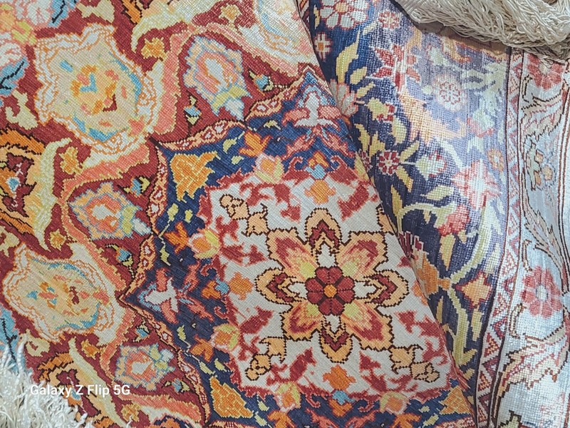 EXCEPTIONAL GENUINE FINE ANTIQUE 100% SILK TURKISH HEREKE SIGNED RUG. gallery