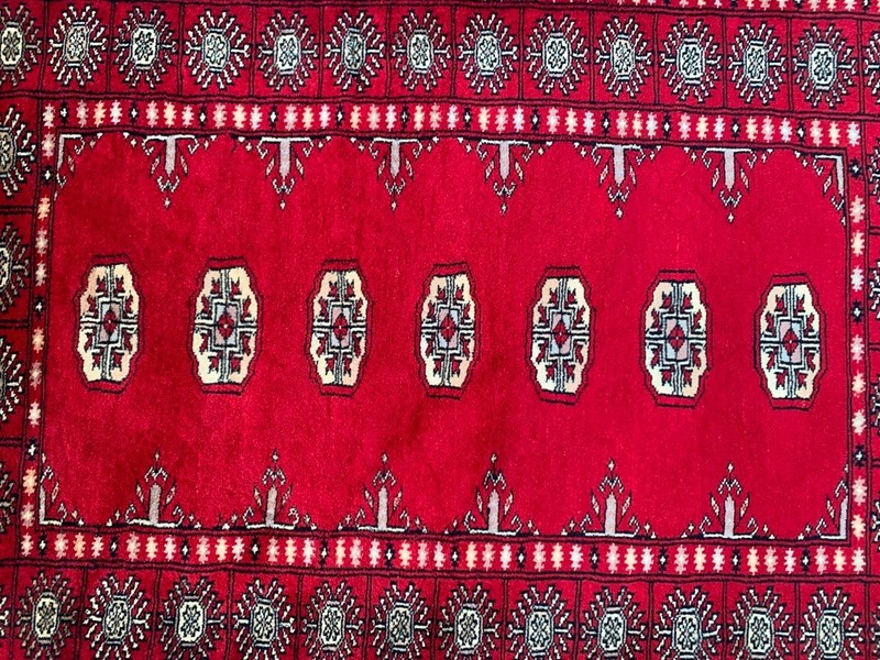 Vintage Afghan Jaldar Bokhara, Wool Area Rug, Traditional Carpet (2x4 ft.) gallery