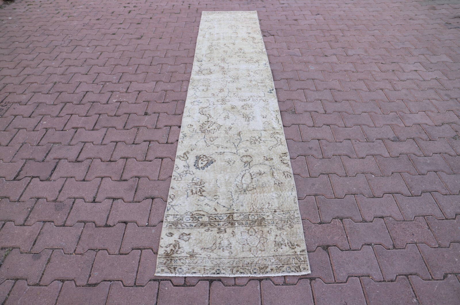Oriental Hallway Runner Turkish Hand Knotted Rug Vintage Floral Carpet 2x10ft gallery
