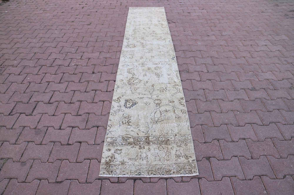 Oriental Hallway Runner Turkish Hand Knotted Rug Vintage Floral Carpet 2x10ft
