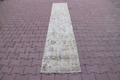Oriental Hallway Runner Turkish Hand Knotted Rug Vintage Floral Carpet 2x10ft