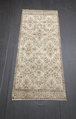 Beige Turkish Vintage Runner, 2.9×6.7ft, Antique Beige Brown Handmade Runner,