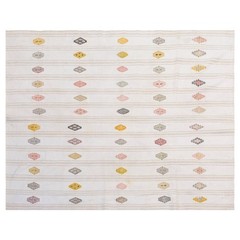 Handwoven Vintage Turkish Kilim Rug 186×234 cm | Neutral Striped Cotton Rug