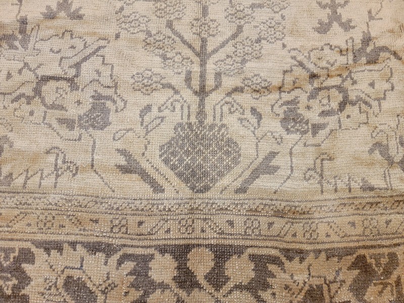 ANTIQUE handwoven Turkish Oushak 11'x14ft soft colors circa 1920s gallery