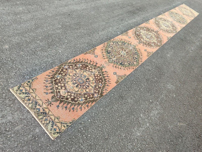 20 ft extra long runner rug Hallway, Long runner Turkish Oushak vintage 3x20 gallery