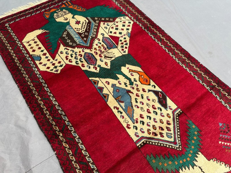 3x5 Afghan Pictorial Baluchi Queen Hand-Knotted Rug – Unique Wall Hanging Rug gallery