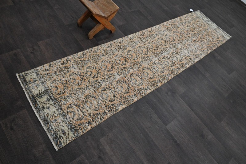 Vintage Turkish Runner Rug 2x9ft Wool Anatolian Handmade Hallway Oushak ORANGE gallery