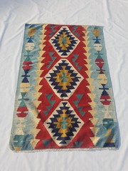 Fine Vintage Traditional Hand Made Oriental Wool Multicolor Kilim 172x113cm