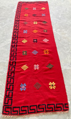 Vintage Traditional Handmade Hanbel Moroccan Wool Kilim Floor Rug 255×76 cm