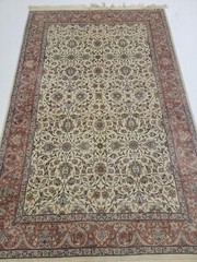 Antique Oriental Hand-Knotted Wool Area Rug Beige/Terracotta 4’7″ x 7’3″
