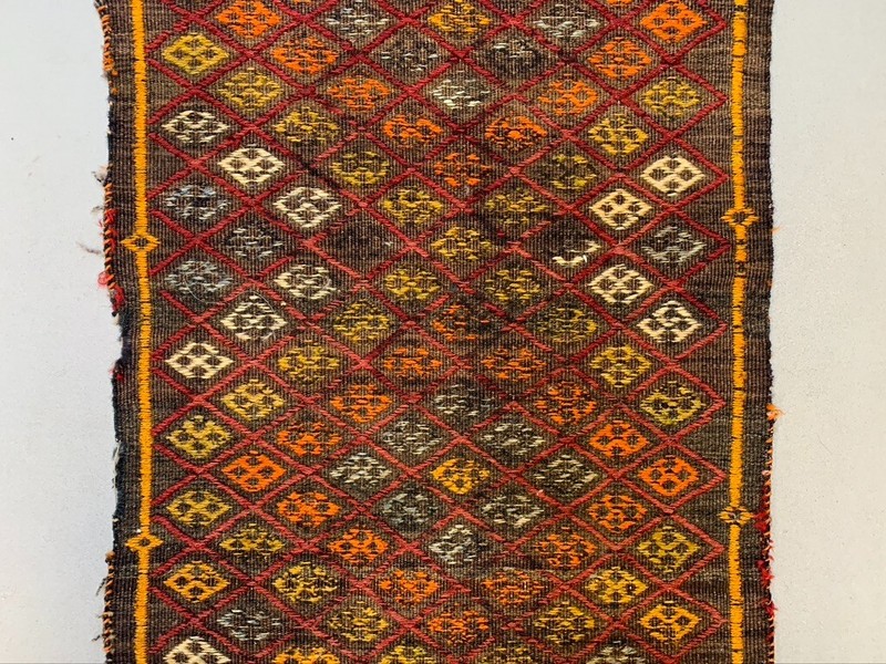 Vintage Turkish Mini Kilim 99x52 cm Wool Small Kelim Runner, shabby Chic gallery