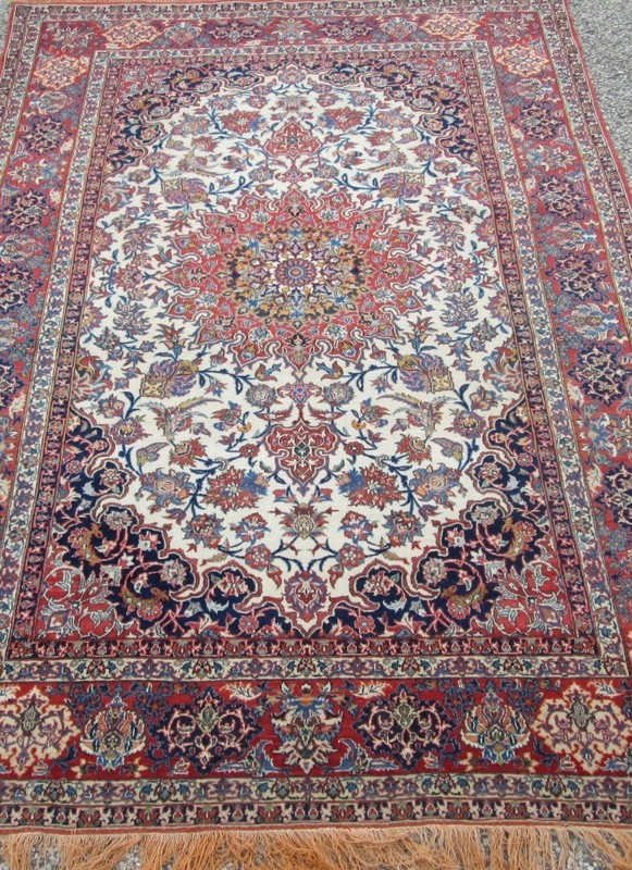 FINE WOOL & SILK ANTIQUE ORIENTAL RUG_4.9 x 7.4 CIRCA 1910 700 KPSI VERY BEST ! gallery