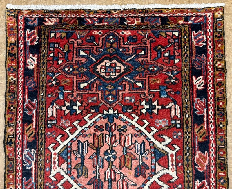 Vintage Karajeh Tribal Hand Knotted Wool Area Rug 3x5 Red Blue Geometric Boho gallery
