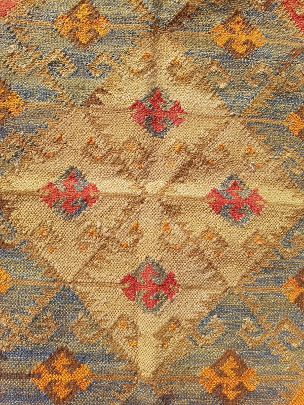 Distressed Vintage Handmade Traditional Yellow Kilim Floor Rug Carpet 264x161cm gallery