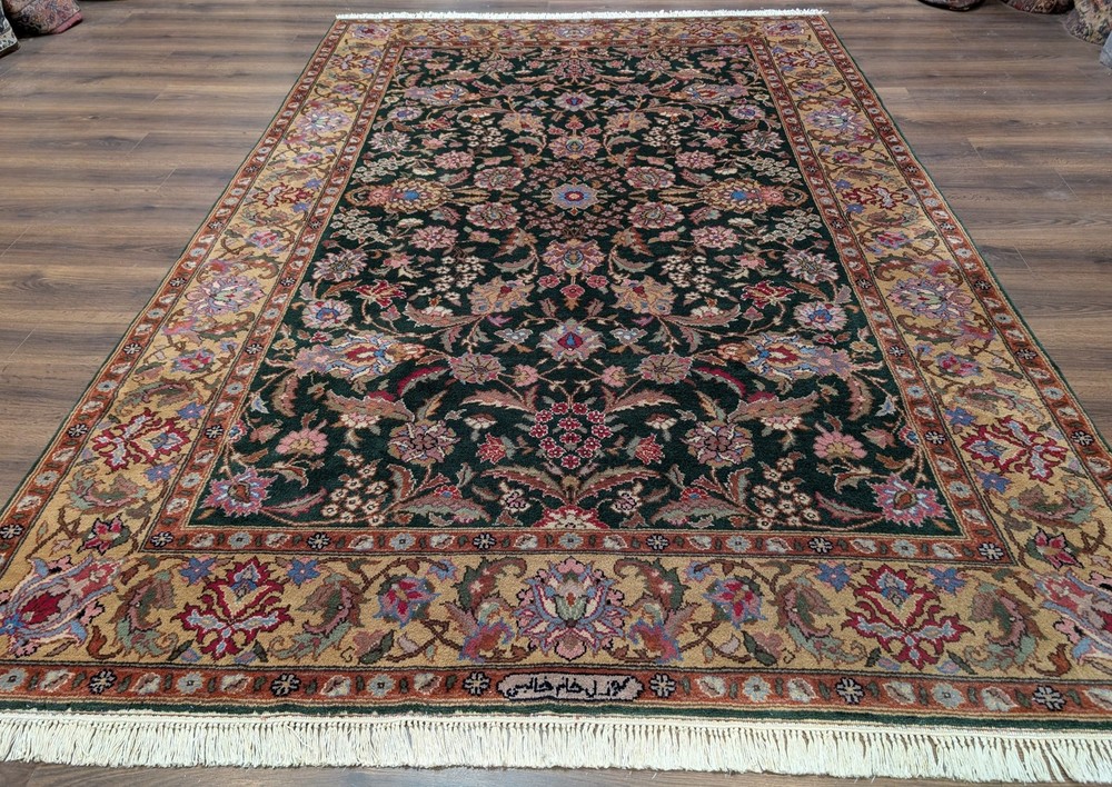 Romanian Rug 7x10, Signed By Master Weaver, Forest Green, Oriental Carpet