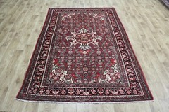 Antique Handmade Persian Rug, Herati Design 210 x 142 cm Hand Knotted Wool Rug