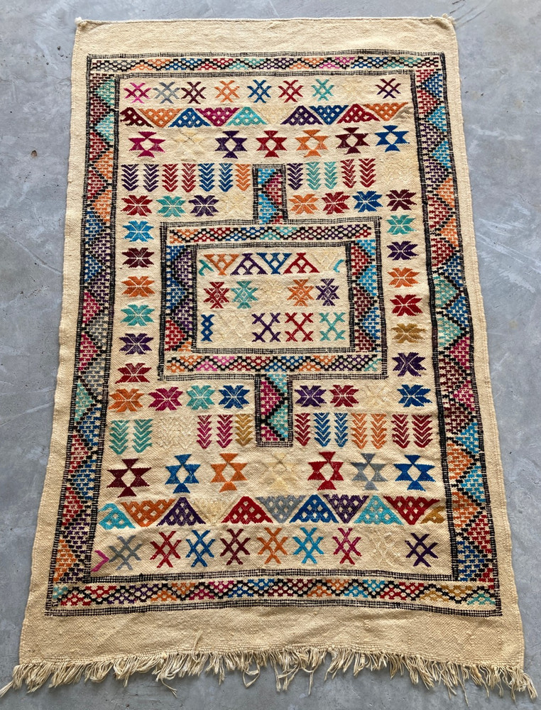Vintage Traditional Handcraft Moroccan Kilim Rug for Home Décor 146x95 cm