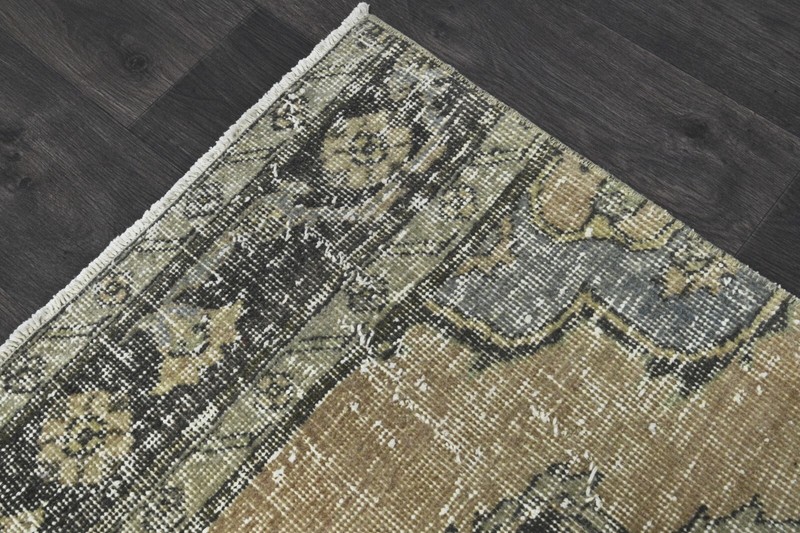 Vintage Turkish Runner Rug 3x13ft Wool Anatolian Handmade Hallway Oushak BROWN gallery