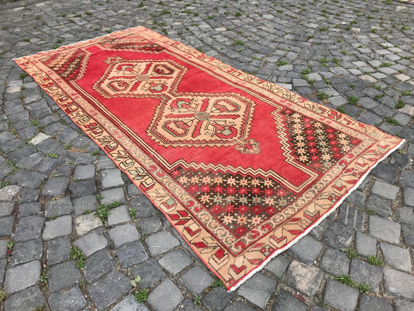 Turkish Antique rug Bohemian Area rug Oushak rug Vintage Rug Handmade Wool rug gallery