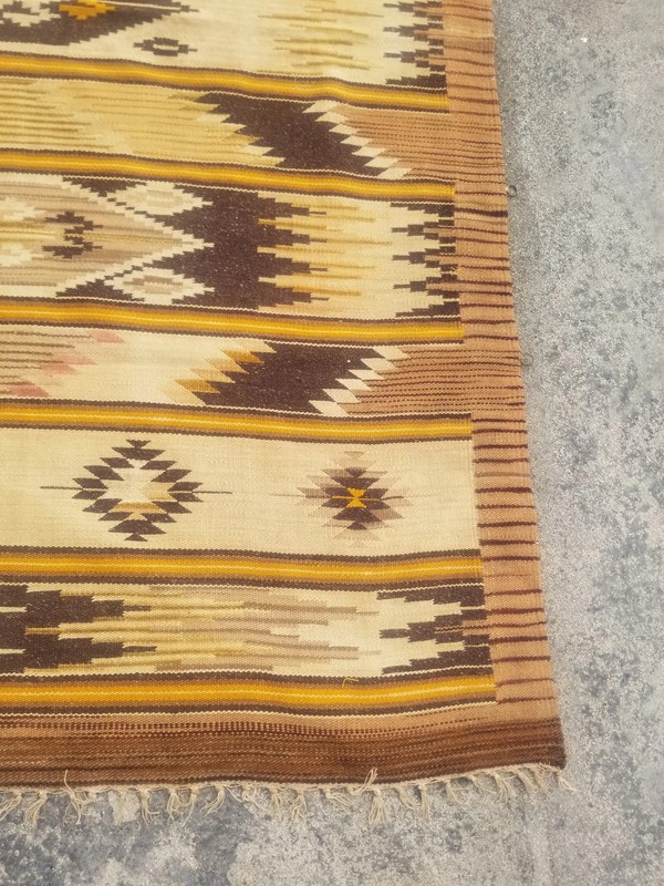 Vintage Traditional Handmade Navajo Weaving Wool Multicolor Kilim 6.4x4.8 ft gallery