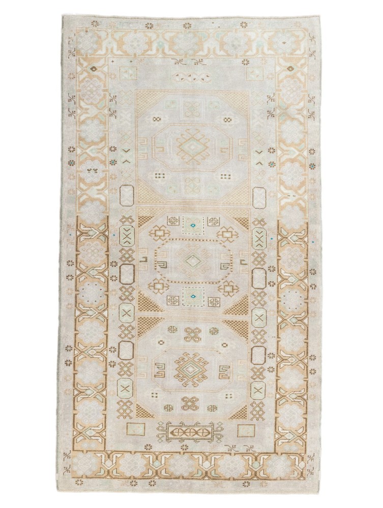 Muted Faded Turkish Large Wide Runner-Hand Woven Oushak Area Rug-4.9x8.11 ft