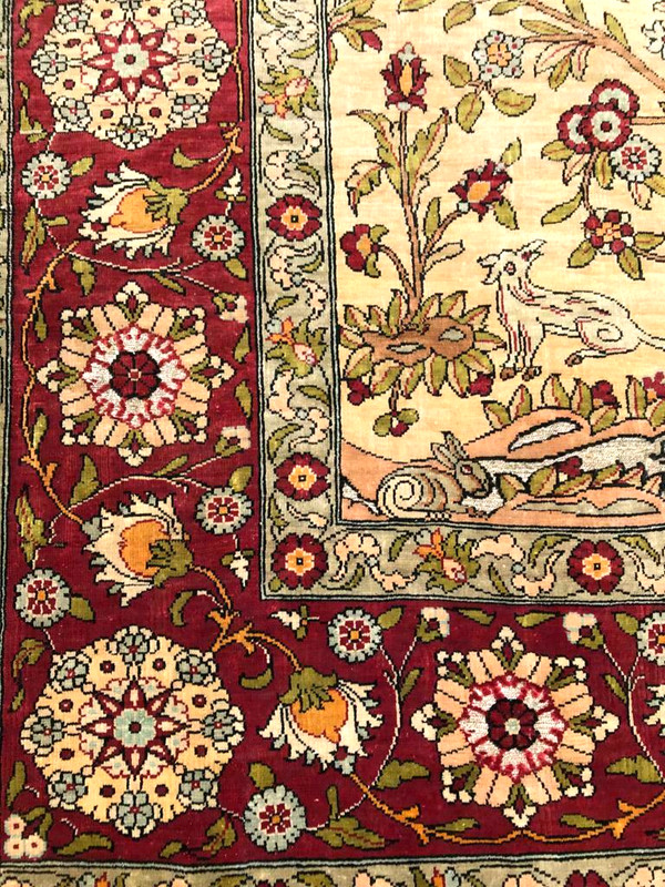 UZBEK TURKISH HE'RE'KE' 100% Cocoon Silk Circa : 1930"s Size : 2' 6" x 3' 8" gallery