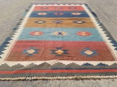Distressed Fine Vintage Traditional Hand Made Oriental Wool Kilim 4.10×3.3ft
