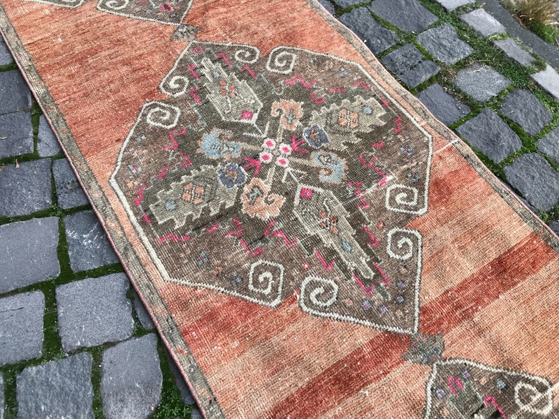 Turkish Vintage Rug Handmade Wool Rug Bohemian Runner Rug Home Rug 2,0 x 9,2 ft gallery