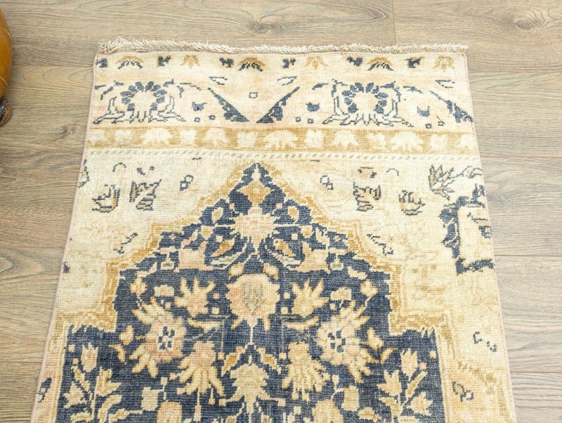 Long Hallway Rug Vintage Turkish Oushak Runner Earth Tone Floral 2.5x11.2 ft gallery