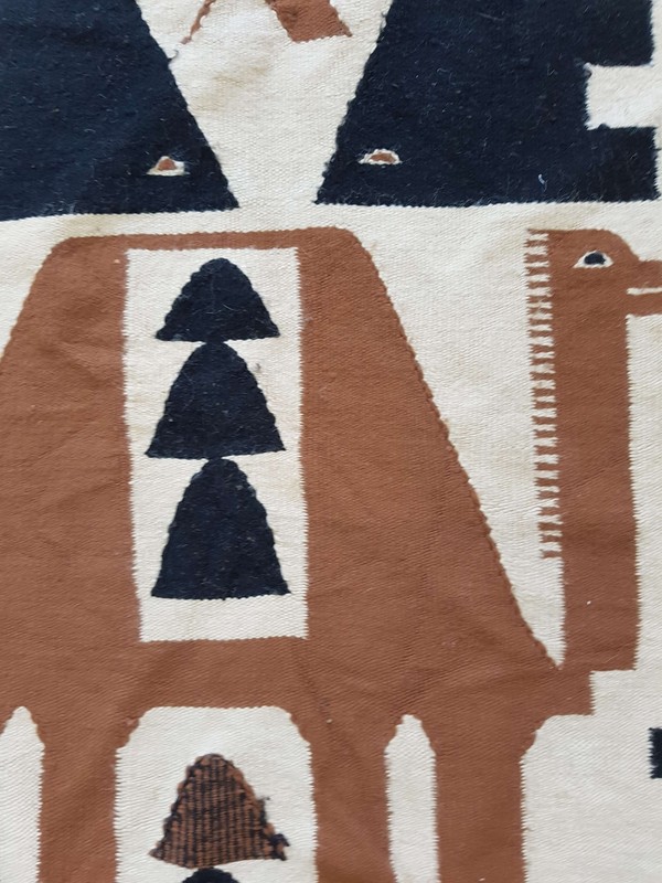 Vintage Hand Made Bulgaria Pictorial Flat Weave Kilim 141x74cm gallery