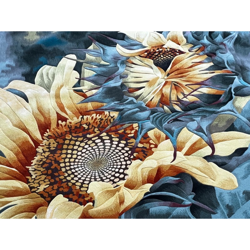 Large Rectangular Sun Flower Motif Graphic Wool Rug Carpet cs7529 gallery