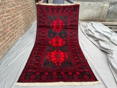 4’5 x 8’6 ft Vintage Afghan Baluchi Rug Hand Knotted Wool Tribal Red Area Carpet