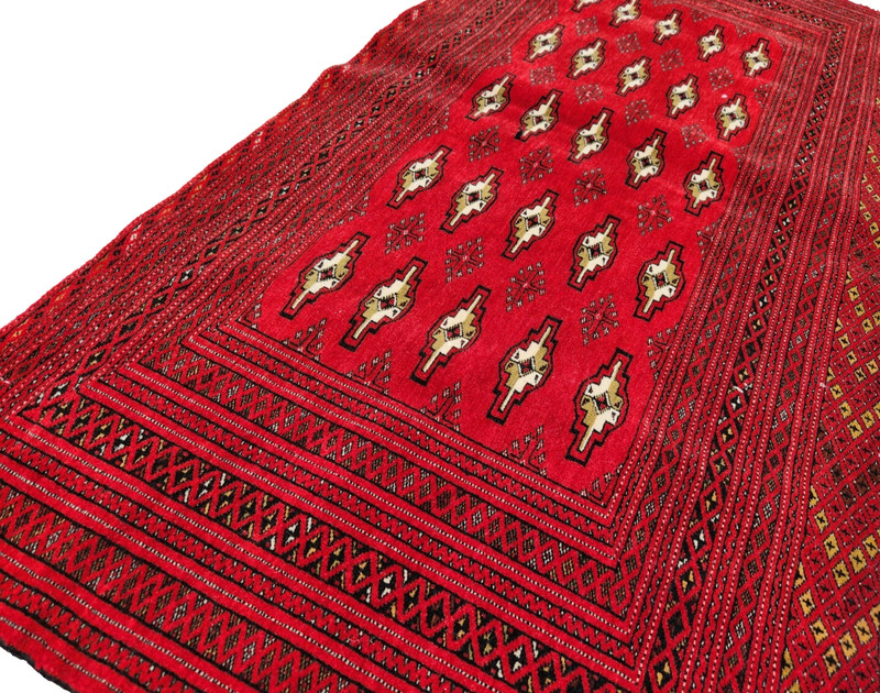 ANTIQUE HAND WOVEN TOURKMON VINTAGE WOOL VG DYE RED 54"x27" gallery