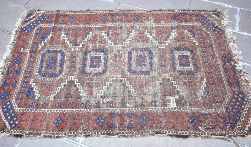 Fabulous Antique Tribal Rug 43'' x 69'' Collector Item Fragment Tribal Wall Rug gallery